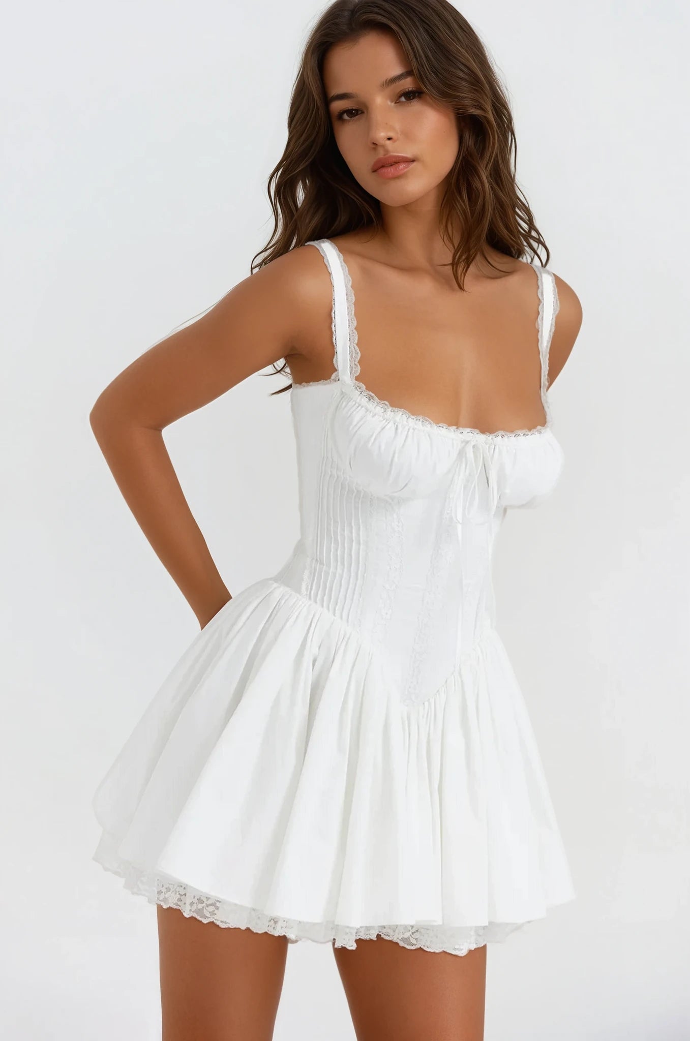 knee length dresses for ladies Fleur Mini Dress White main image 0