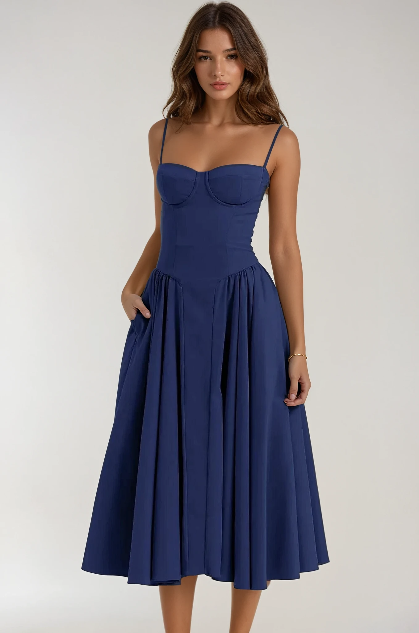 serena dress navy blue product info Serena Gown