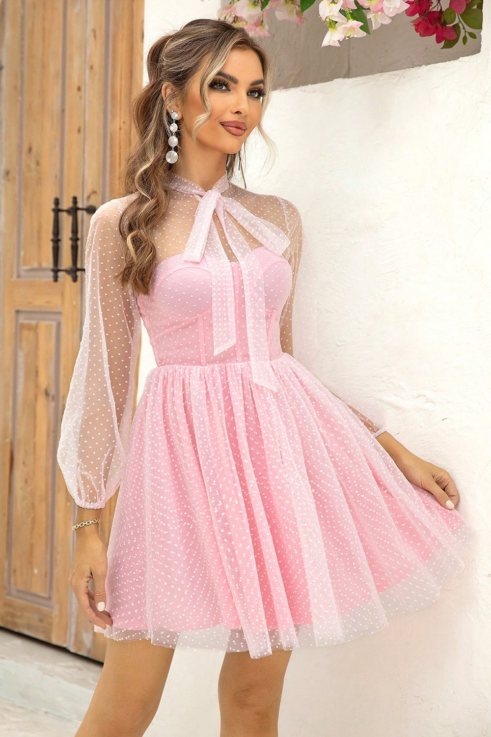 Rosa Polka Dot Mesh Dress