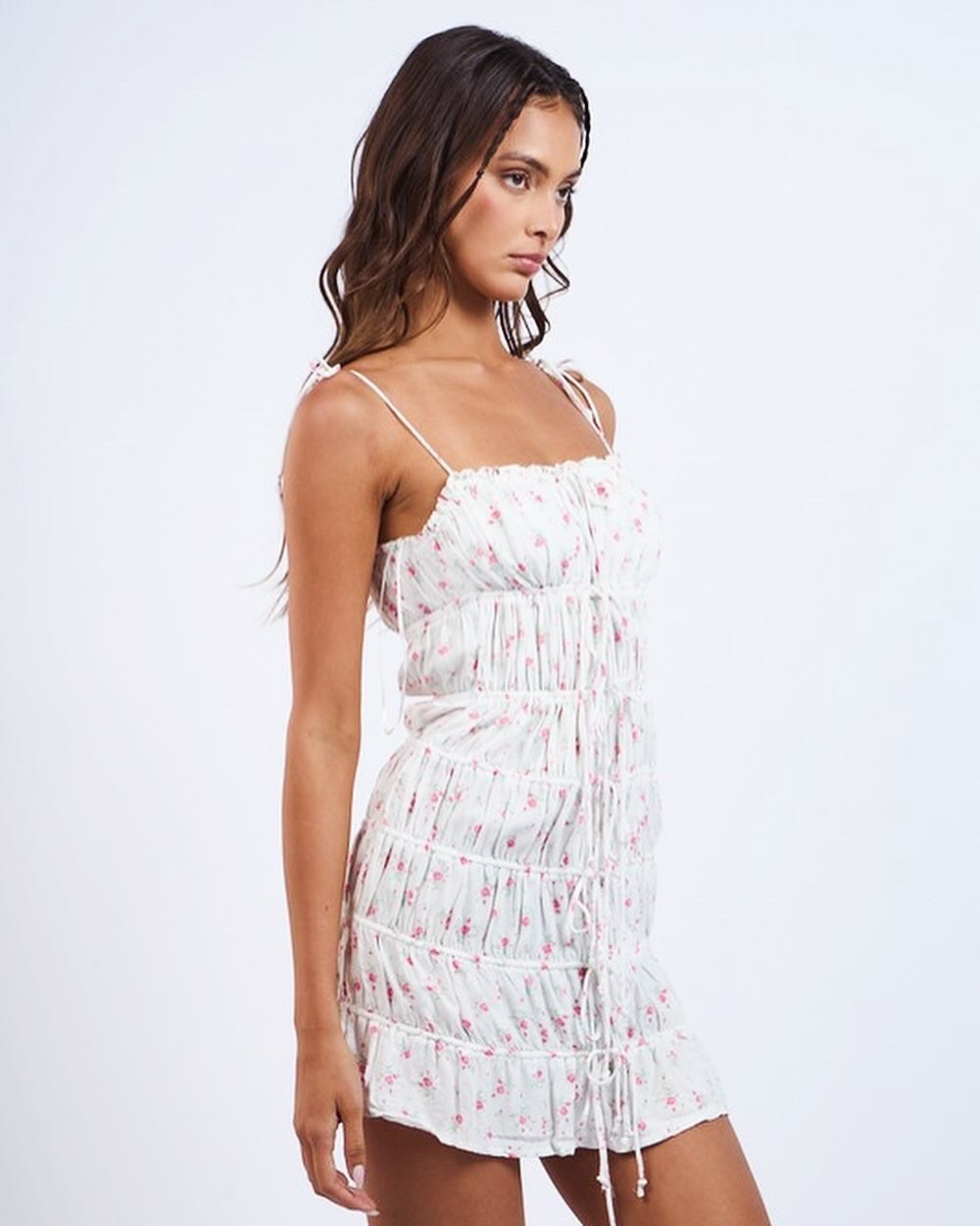 Elise Ruched Floral Mini Dress