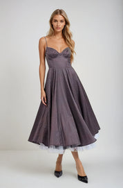 Vivian Polka Dot A-Line Midi Dress