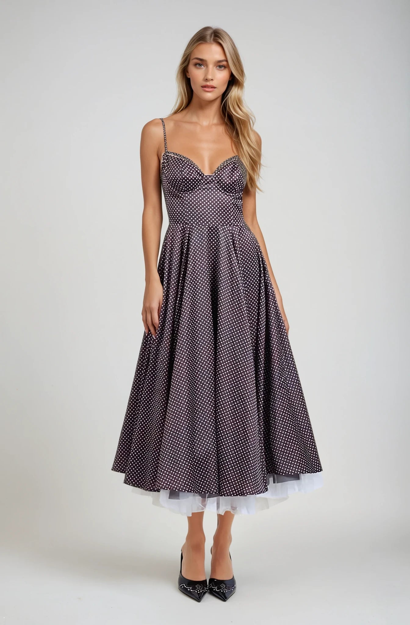 Vivian Polka Dot A-Line Midi Dress