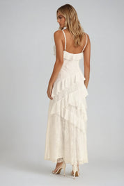 Seraphina Maxi Ruffled Dress with Lace Inserts
