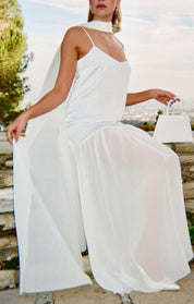Lavienne Low Waist Sheer Maxi Dress with Scarf