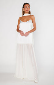 Lavienne Low Waist Sheer Maxi Dress with Scarf