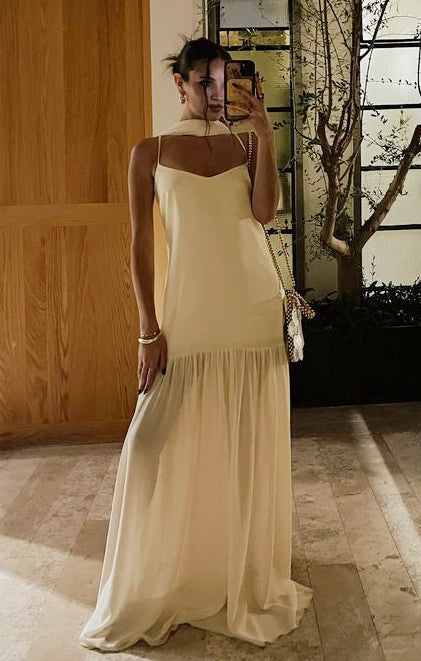 Lavienne Low Waist Sheer Maxi Dress with Scarf