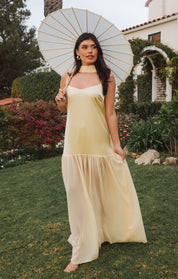 Lavienne Low Waist Sheer Maxi Dress with Scarf