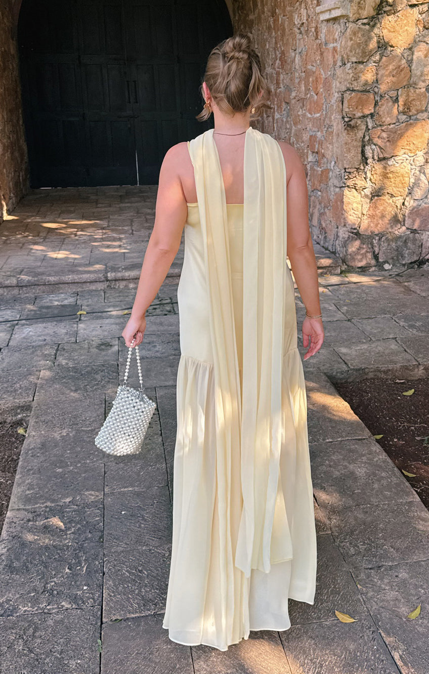Lavienne Low Waist Sheer Maxi Dress with Scarf