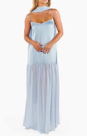 Lavienne Low Waist Sheer Maxi Dress with Scarf