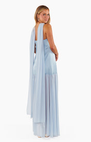 Lavienne Low Waist Sheer Maxi Dress with Scarf