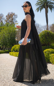 Lavienne Low Waist Sheer Maxi Dress with Scarf