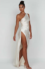 Aurelia Slit Satin Maxi Dress