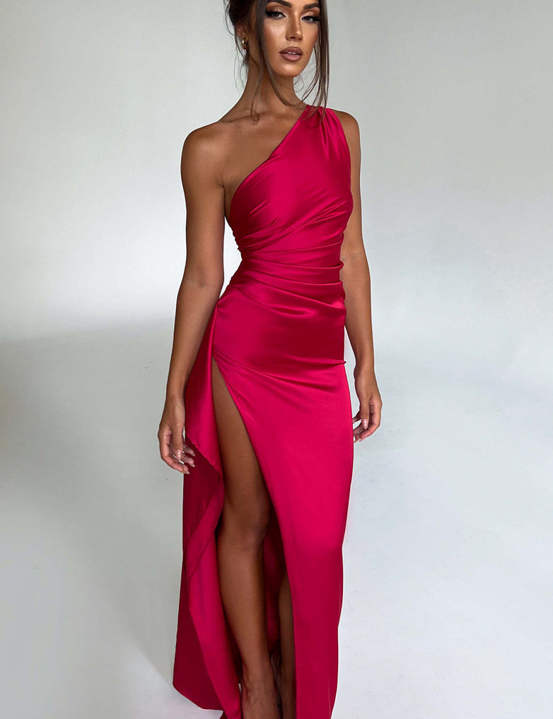 Aurelia Slit Satin Maxi Dress