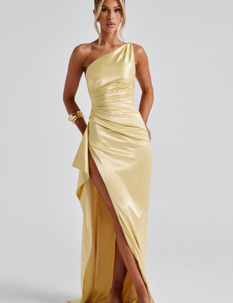 Aurelia Slit Satin Maxi Dress