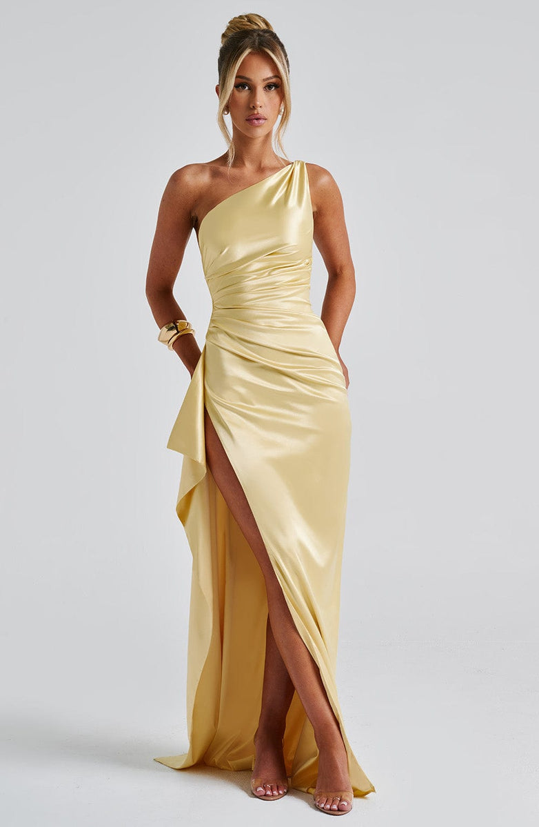 Aurelia Slit Satin Maxi Dress