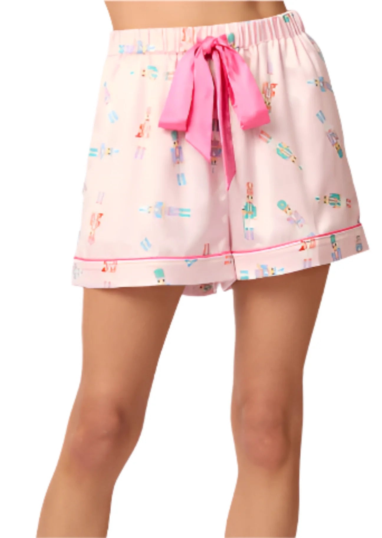 Pink Nutcracker Satin Pajama Set with Ribbon Details