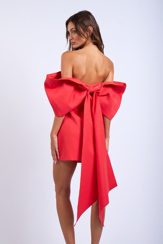 Bella Off-Shoulder Bow Mini Dress