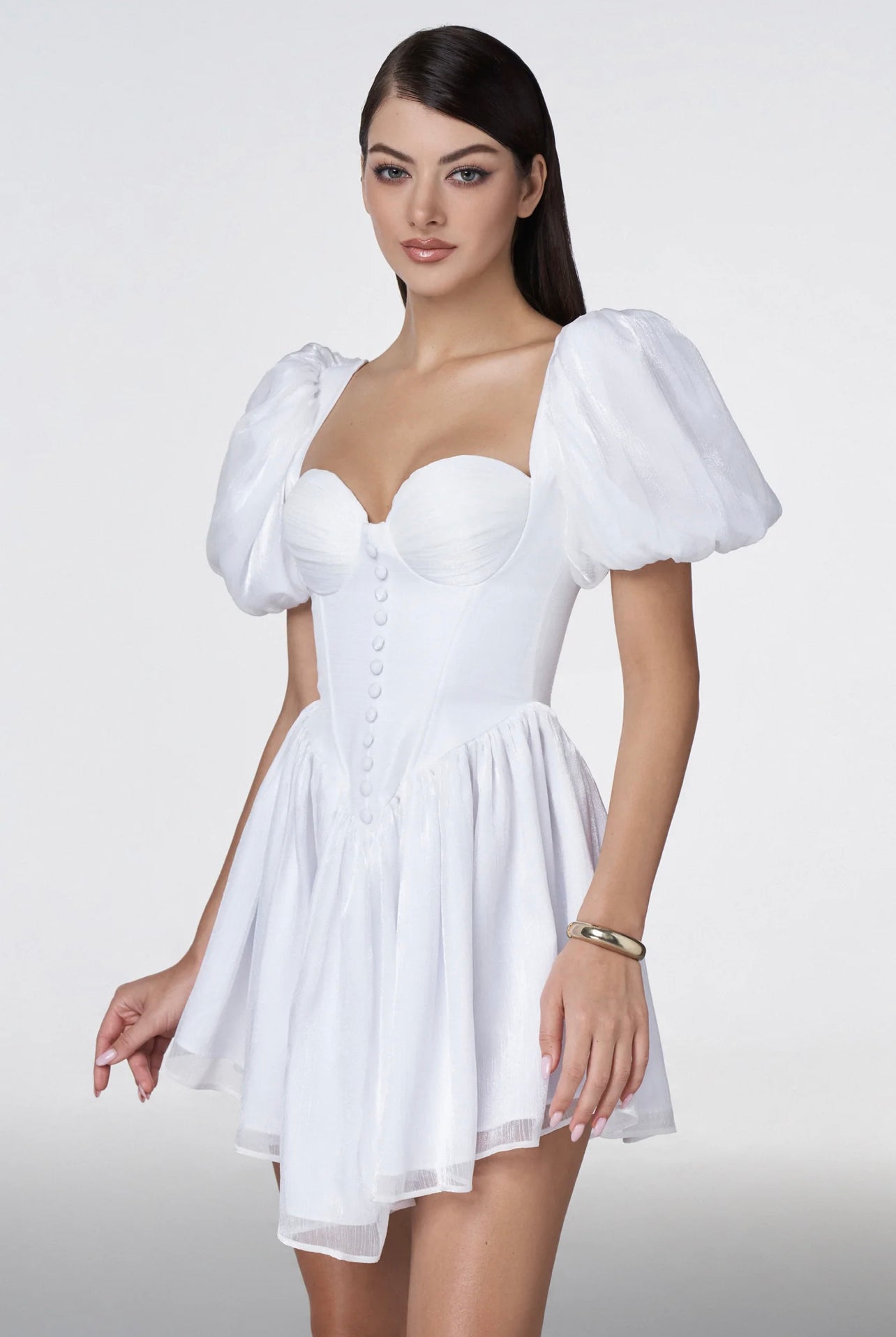 Enchanted Whispers Puff Sleeve Corset Mini Dress