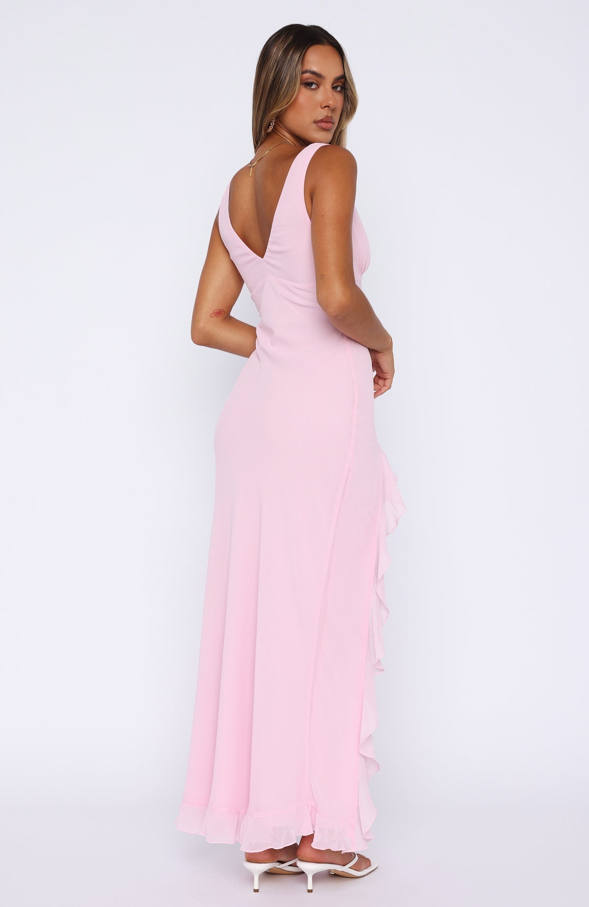 Bianca Slit Maxi Ruffled Dress