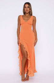 Bianca Slit Maxi Ruffled Dress