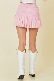 Rosalina Pleated Tulle Bow Mini Skirt