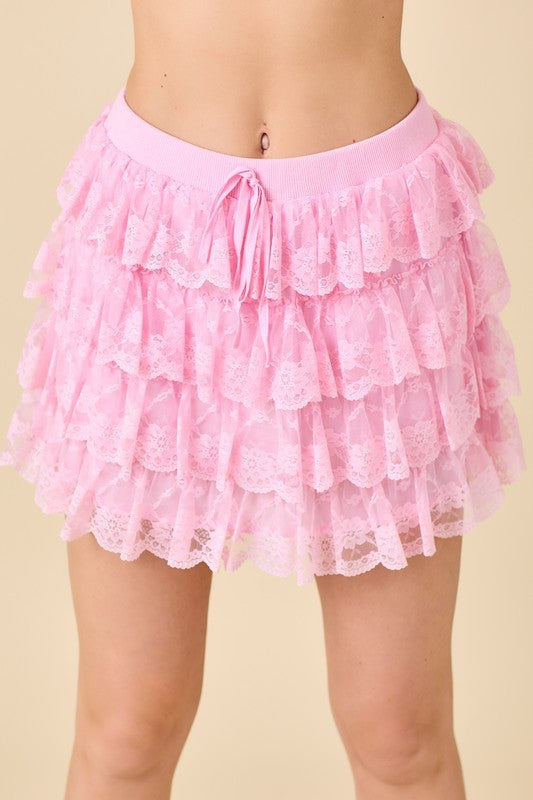 Candy Dreams Lace Tiered Mini Skort