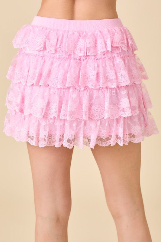 Candy Dreams Lace Tiered Mini Skort