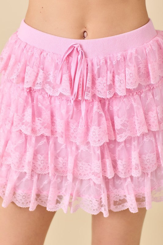 Candy Dreams Lace Tiered Mini Skort