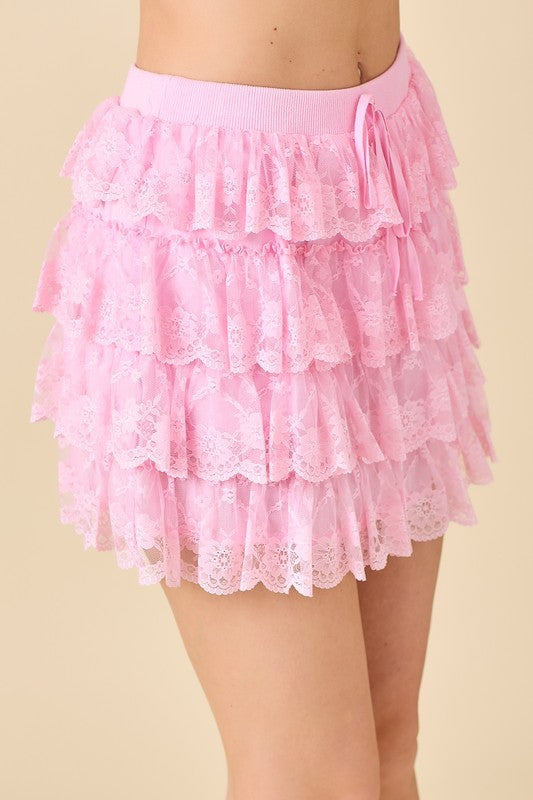 Candy Dreams Lace Tiered Mini Skort