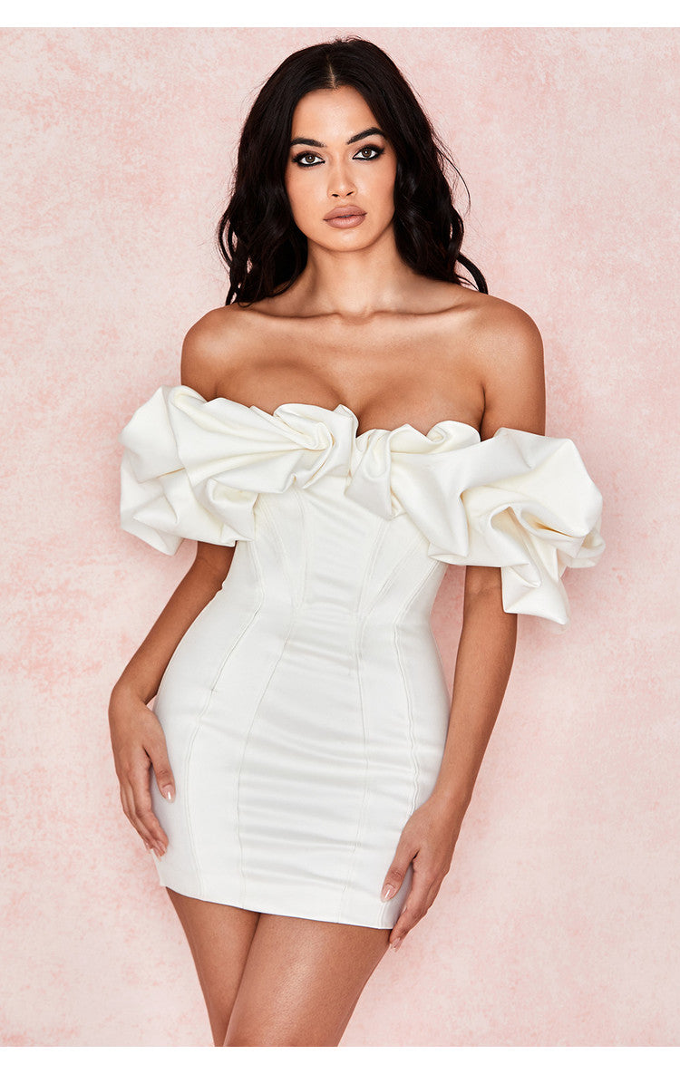 Whispers of Elegance Satin Mini Dress with Ruffles