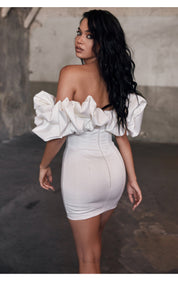 Whispers of Elegance Satin Mini Dress with Ruffles