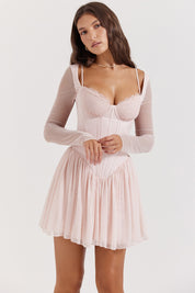 Elena Long Sleeve Bustier Corset Frill Mini Dress