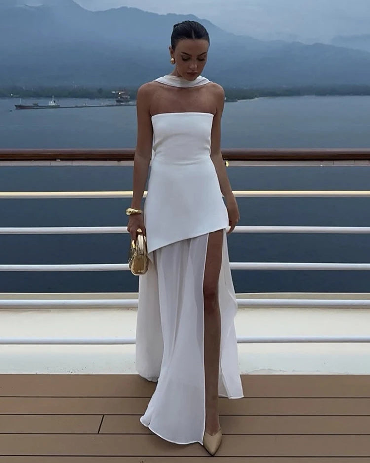 Calantha Slit Tulle Gown