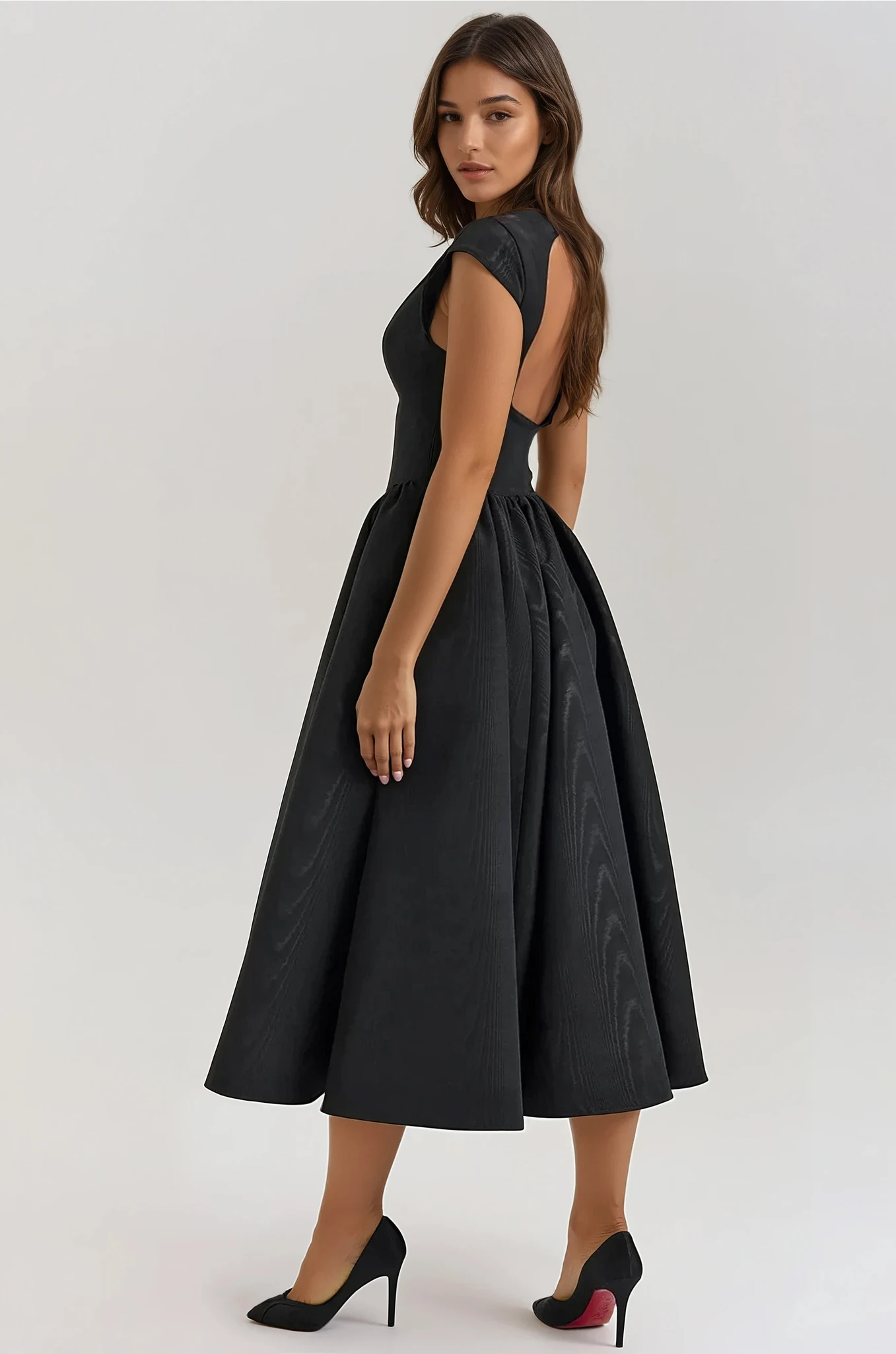 Evangeline Backless Pleated Midi Dress