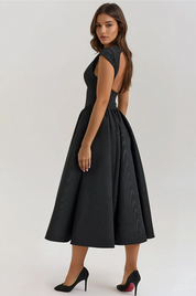 Evangeline Backless Pleated Midi Dress