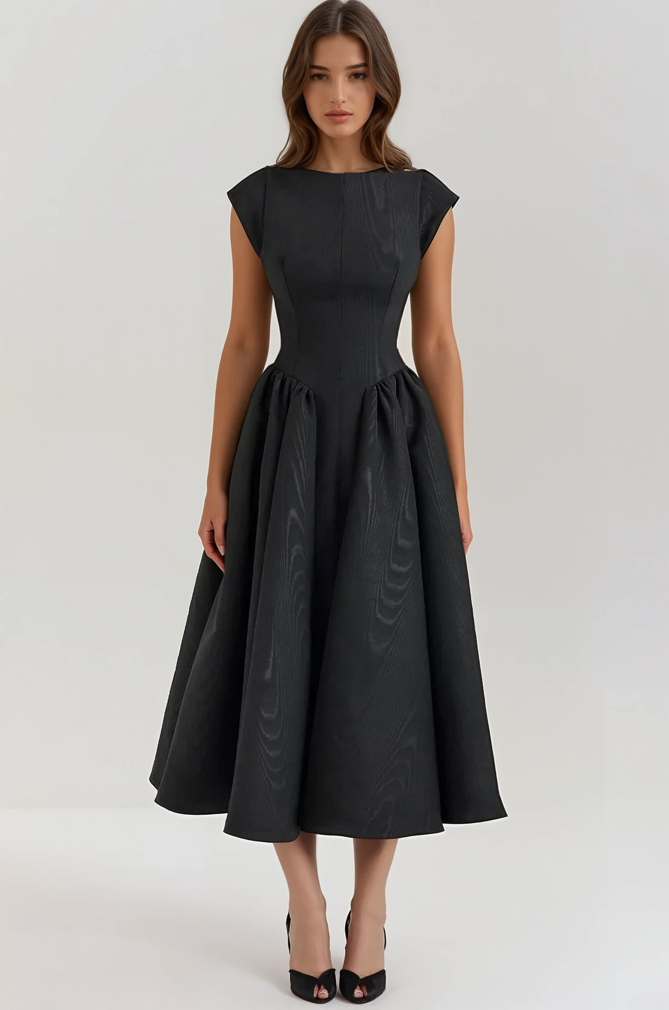Evangeline Backless Pleated Midi Dress