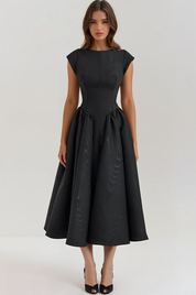 Evangeline Backless Pleated Midi Dress