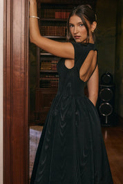 Evangeline Backless Pleated Midi Dress