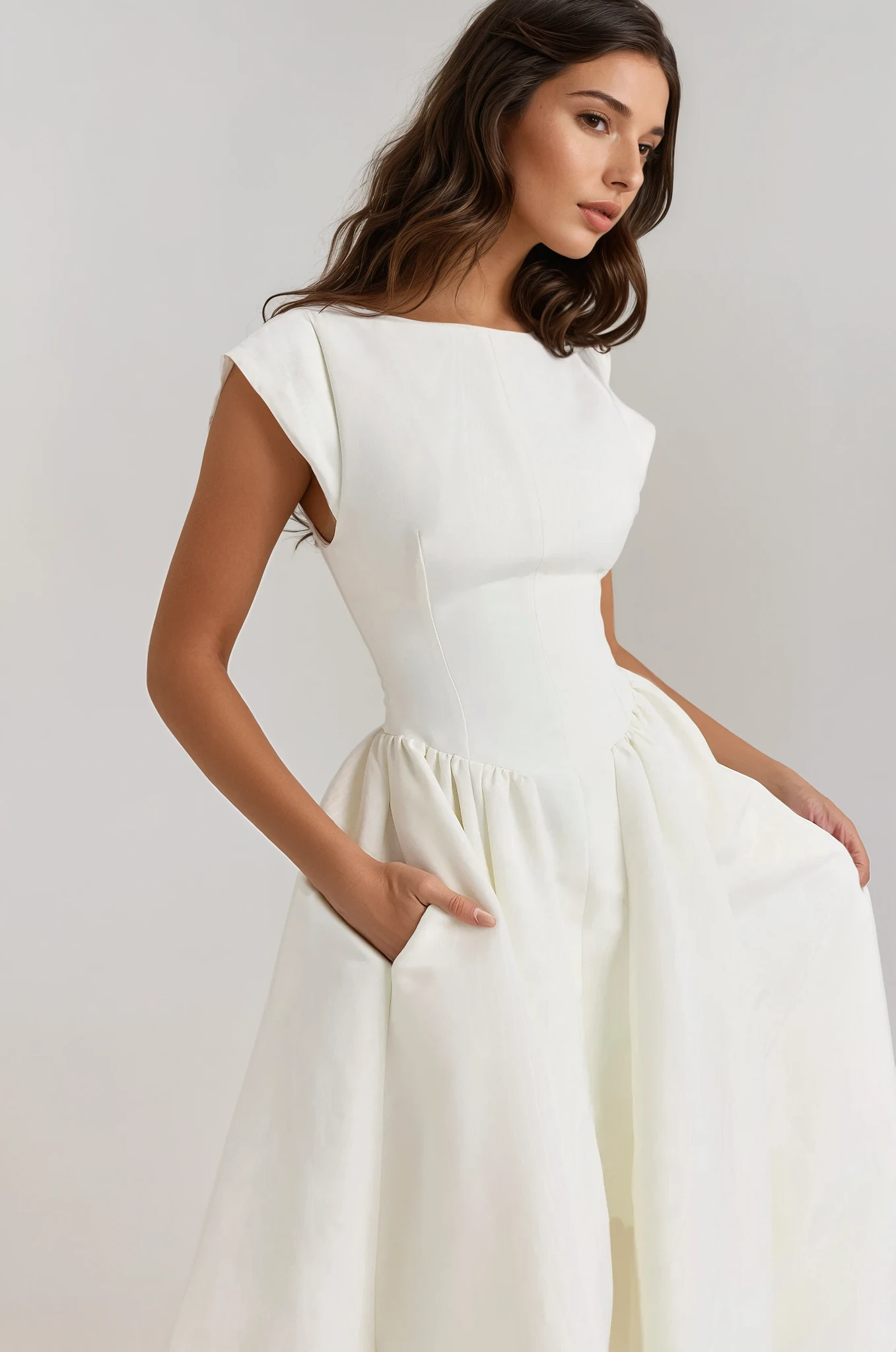 Evangeline Backless Pleated Midi Dress