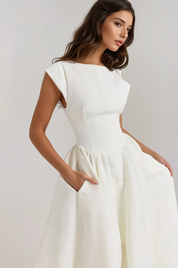 Evangeline Backless Pleated Midi Dress