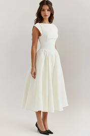 Evangeline Backless Pleated Midi Dress