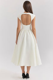 Evangeline Backless Pleated Midi Dress