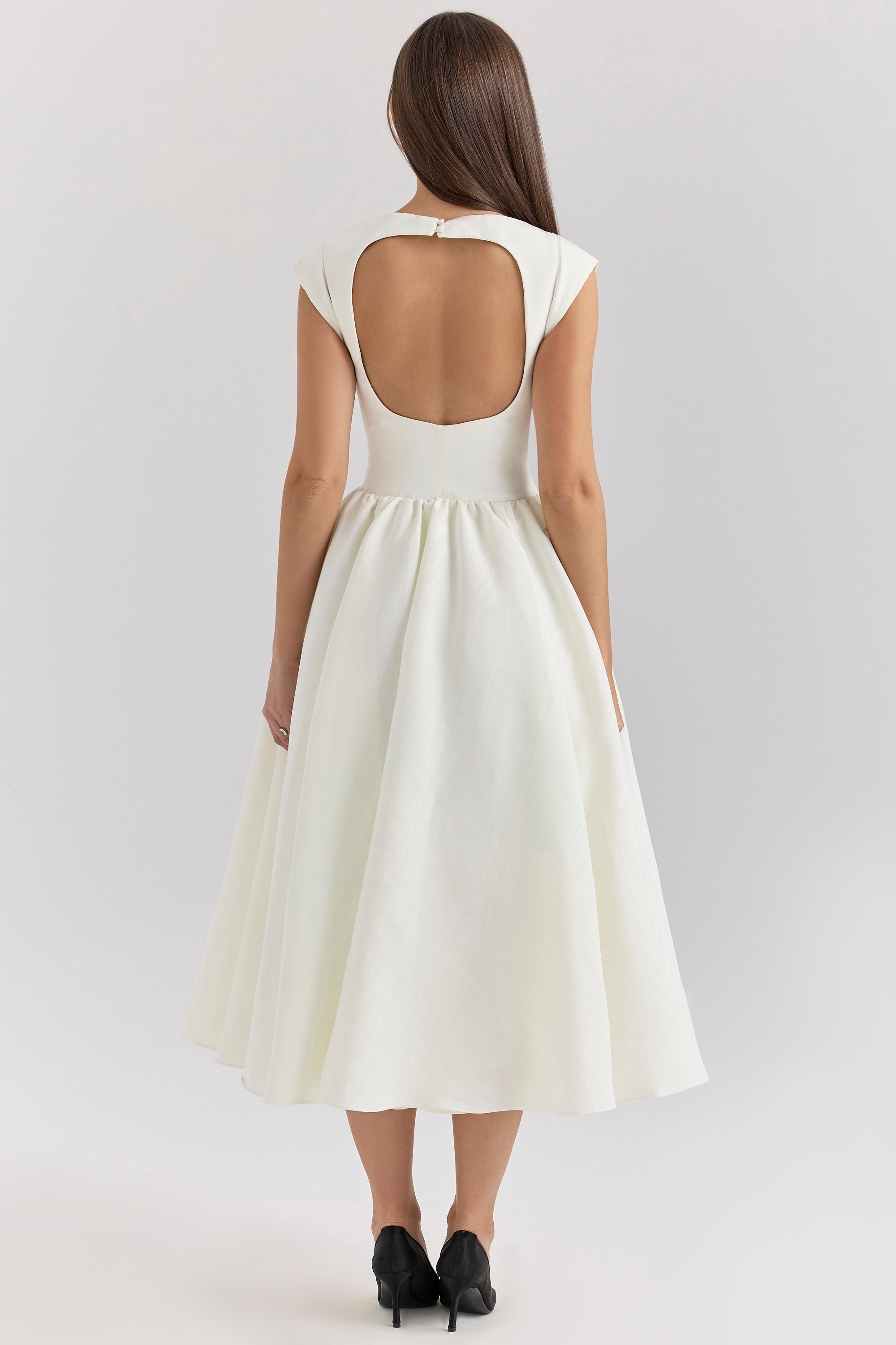 Evangeline Backless Pleated Midi Dress