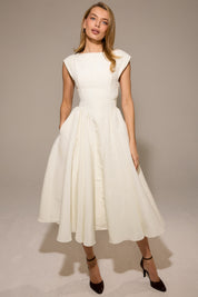 Evangeline Backless Pleated Midi Dress