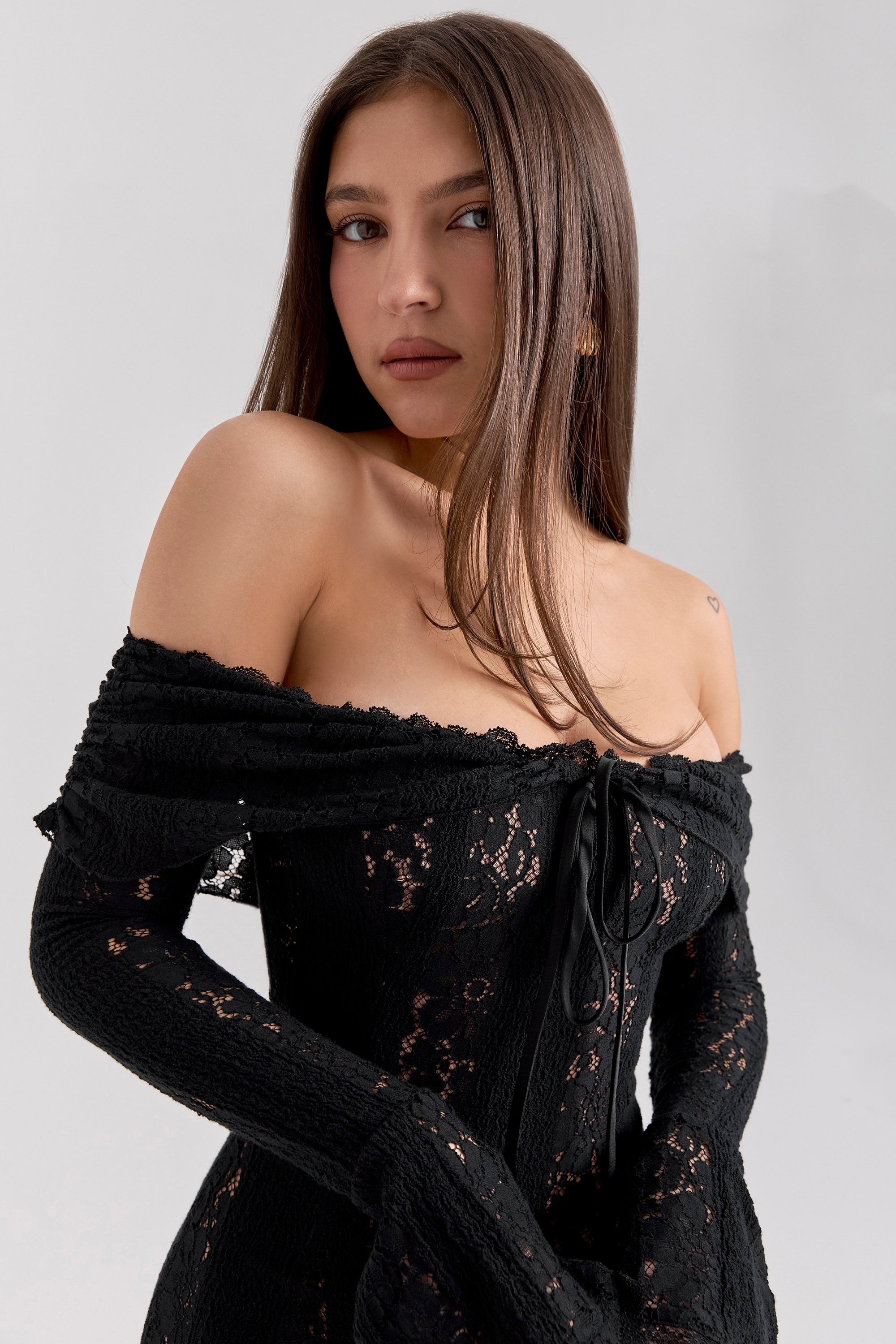 Sonya Off Shoulder Lace Mini Dress