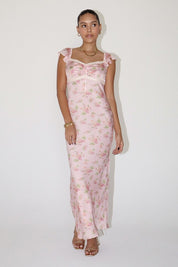 Fiorella Satin Floral Slip Maxi Dress