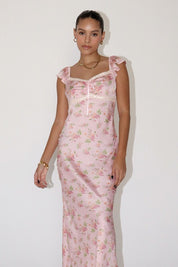 Fiorella Satin Floral Slip Maxi Dress