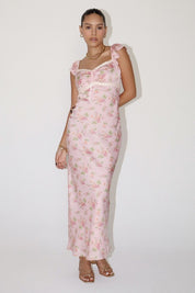 Fiorella Satin Floral Slip Maxi Dress