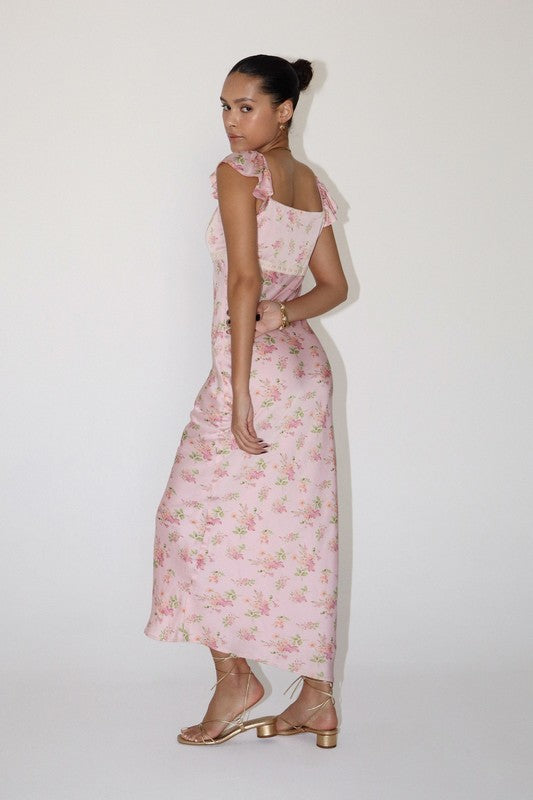 Fiorella Satin Floral Slip Maxi Dress