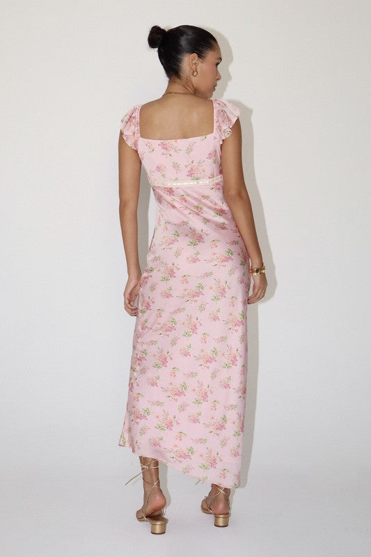 Fiorella Satin Floral Slip Maxi Dress